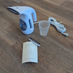 Compact Blue and White Garment Steamer